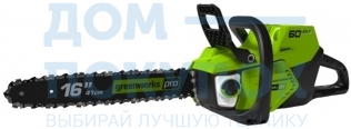 Цепная пила аккумуляторная GreenWorks GD60CS40, 60V, 40 см, бесщеточная 2001807