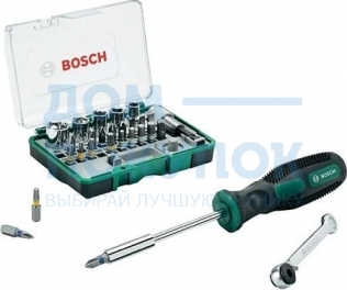 Мини-набор насадок-бит с ключом-трещоткой и ручной отверткой Bosch 2607017331