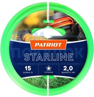 Леска Starline в блистере (15 м; 2.0 мм; звезда; зеленая) PATRIOT 805205008