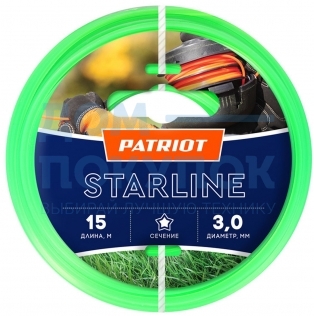 Леска Starline в блистере (15 м; 3.0 мм; звезда; зеленая) PATRIOT 805205013